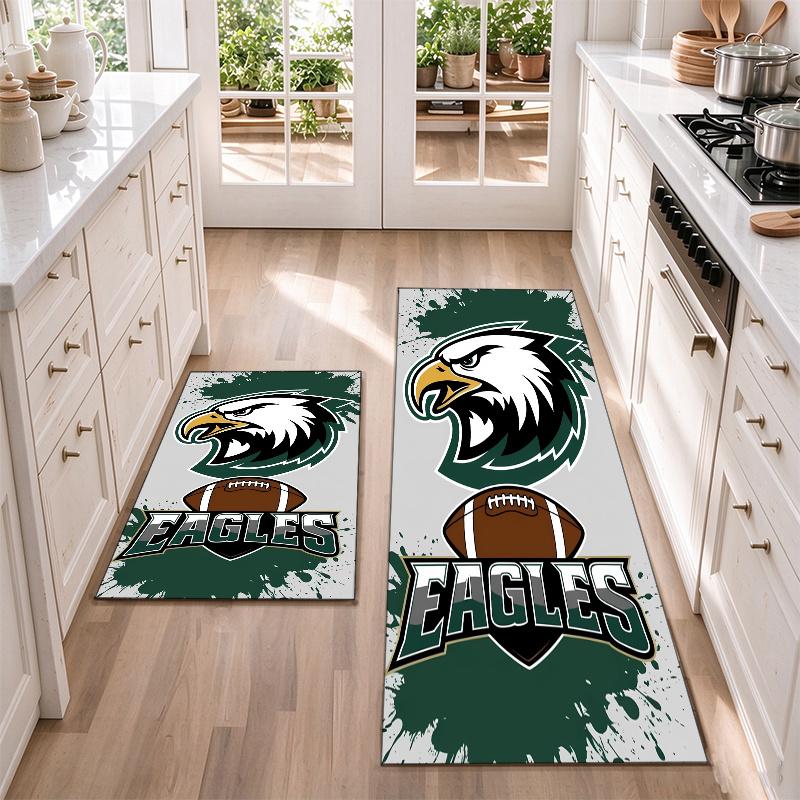 Philadelphia Eagles Flannel Kitchen Floor Mat – Non-Slip, Absorbent and Easy to Clean Suitable for Kitchens, Entryways Bedroomsand Bathrooms