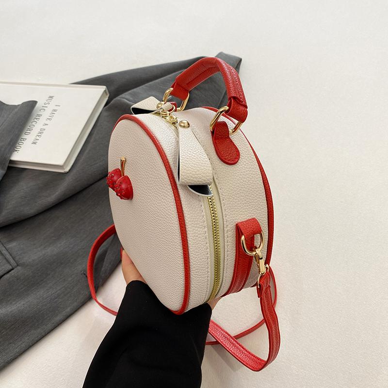 Fashion Bump Color PU Zip Closure Single Shoulder Messenger Round Bag