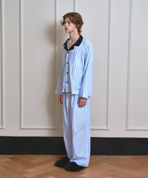 [VINAJ] Jenny Stripe Pajama Shirt (Baby Blue) [Shipped from Korea] 100% Authentic