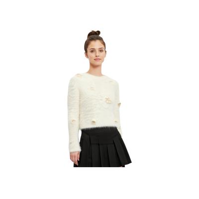 Floral Decor Round Neck Long Sleeve Pullover Sweater Women Sweater Beige 5063825-712