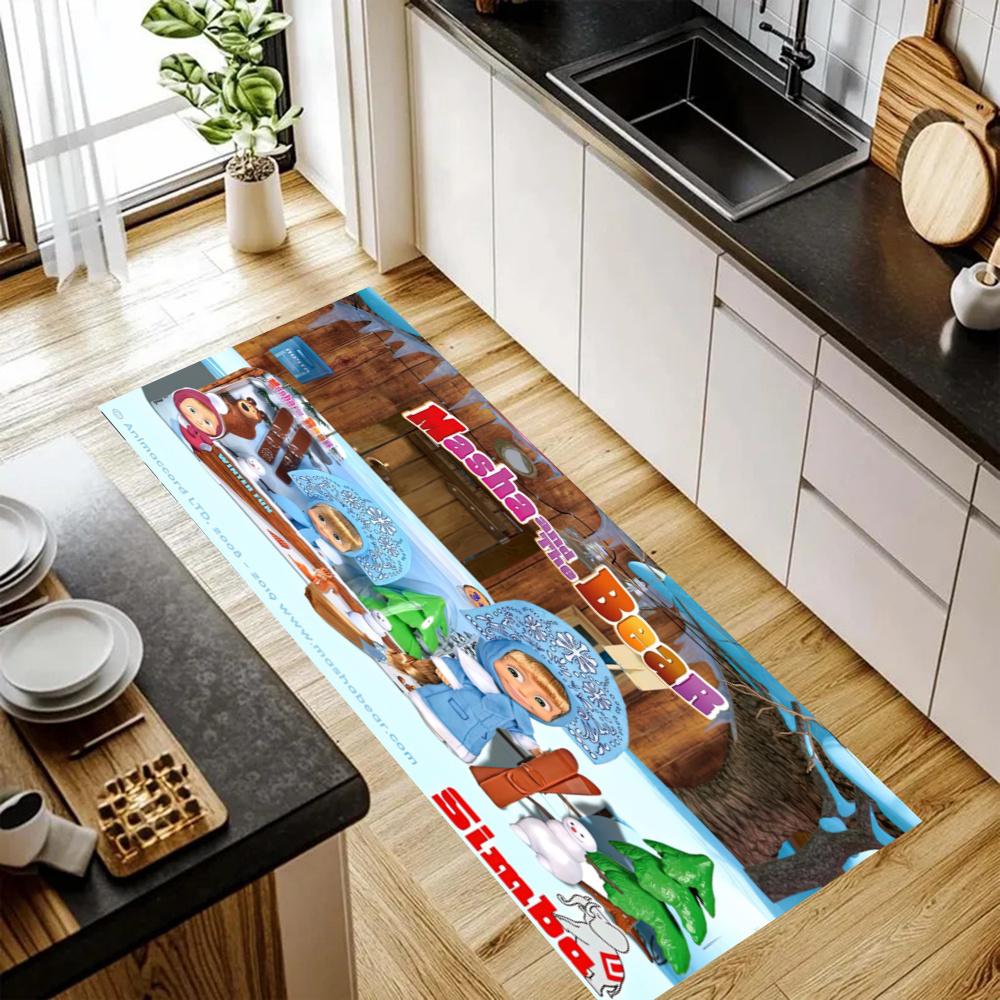 Masha Bear Kitchen Carpet Nonslip Floor Mat Ideal For Indoor And Outdoor Entryway Door Mat Laundry Room Bathroom Foot Mat