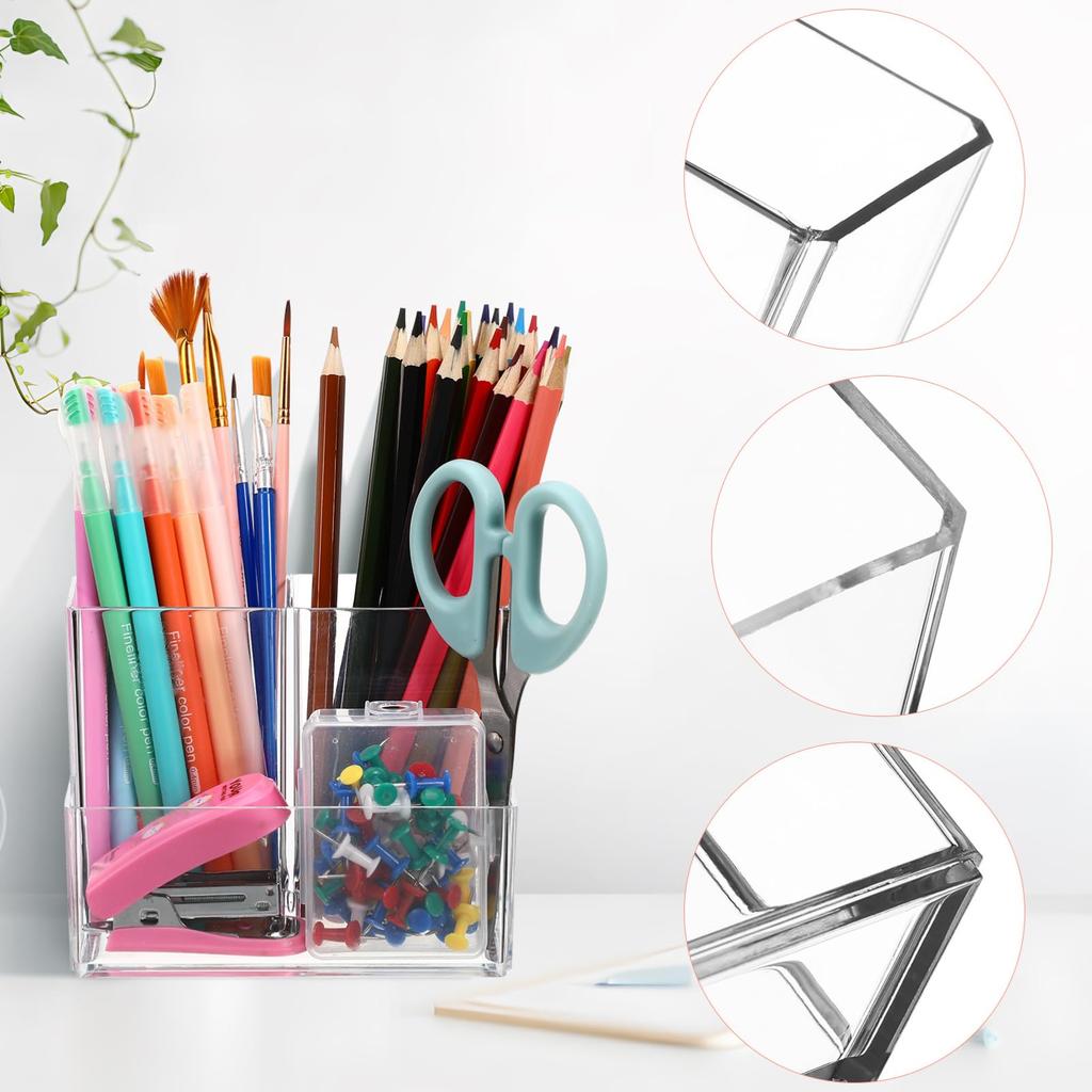 Frcolor Makeup Stationery Makeup Clear Makeup Brush Divided Makeup Storage Desktop Pen Desk Organizer Cosmetic Holder Storage, Storage, Organizer,