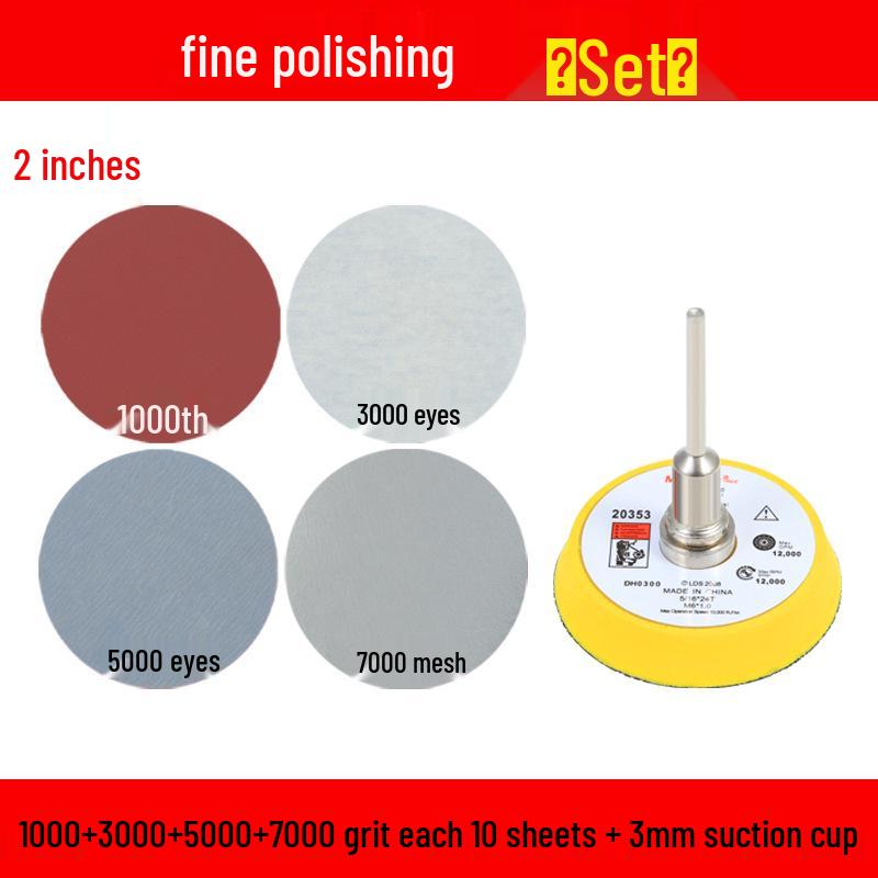 Round Self-Adhesive Sanding Discs Set: 1-4 Inch Polishing Pads for Glass Grinding