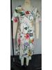 O Neck Print Flowe Dress Middle Waist Elegant Large Swing Type Dress for Women Short Sleeve Loose Dresses Causal Dress