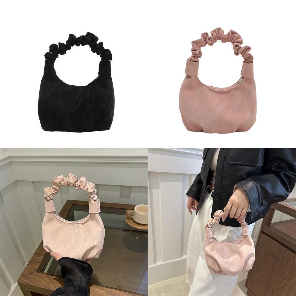 Elegant Wrinkled Cloud Handbag With Zip Opening For Daily Use Fashion Women