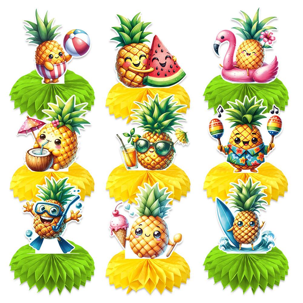Themed Paper Pineapple Honeycomb Shaped Party Event Desktop Ornament Decor