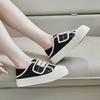 Women's Canvas Shoes New Summer Breathable Black Shoes All-Matching Working Two-Way Wear Half Slippers Lazy Shoes Slip-on