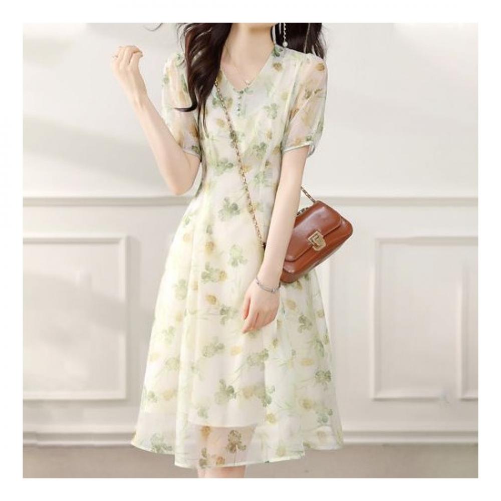 Navava Short Sleeve Dress Romantic Fresh Flower No364