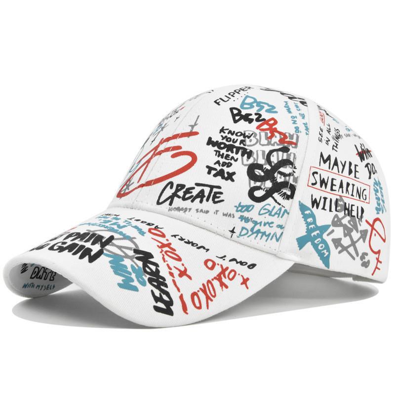 Graffiti Printed Baseball Cap Unisex Multicolor Sun Hat Fashion Duck Tongue Cap