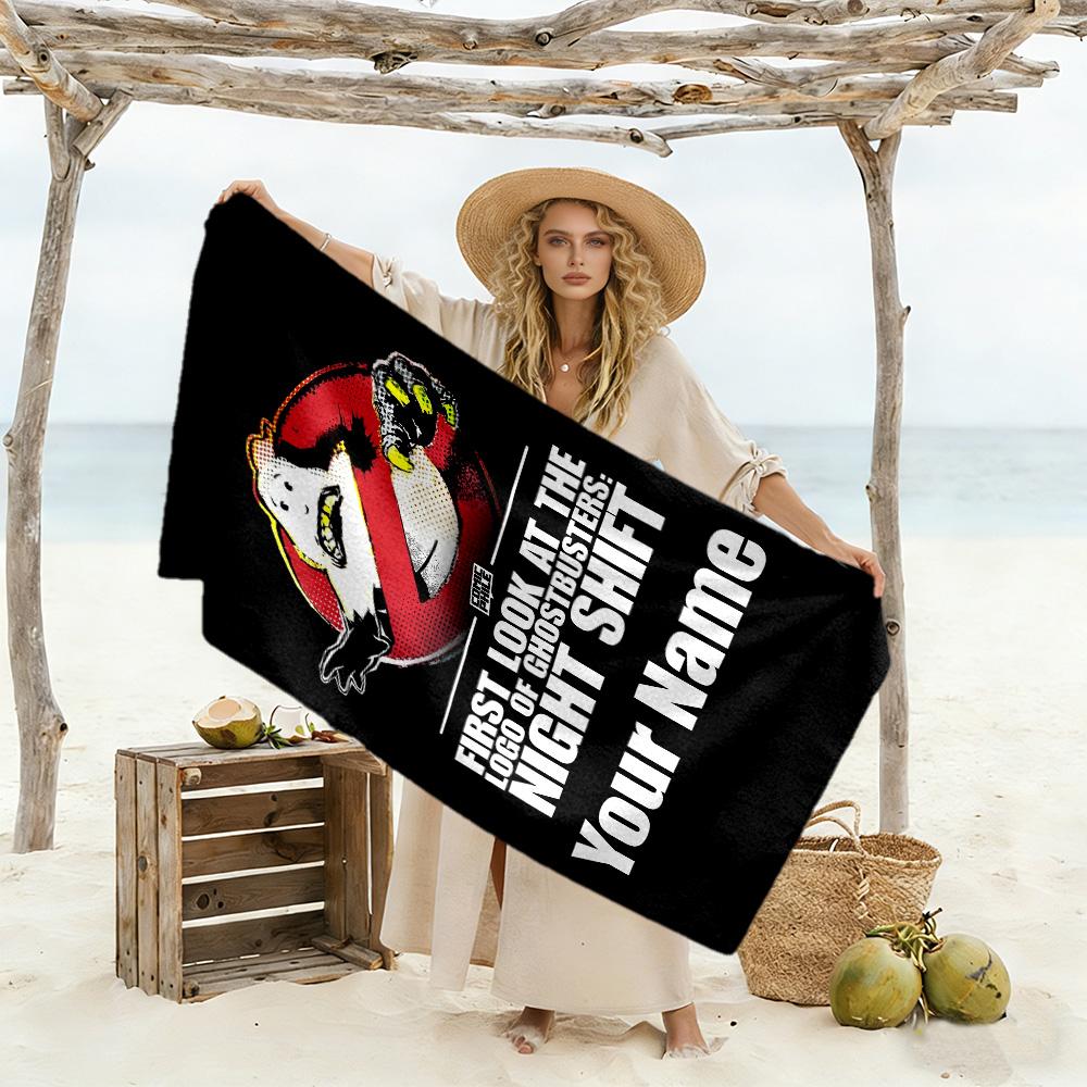 Ghostbusters Customize Text Beach Towel High Absorbency & Quick-Dry