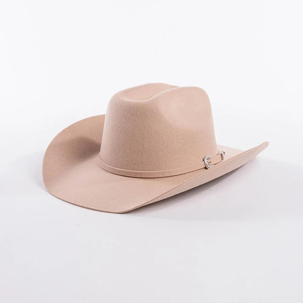 Big Size Wome Men Black Real Wool Fedora Blue Hot Pink  Western Cowboy Hat Gentleman Jazz Sombrero Hombre Cap Dad Cowgirl Hats