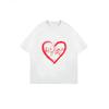 White T Shirt With Red Heart Music Notes Print For Casual Wear And Music Lovers