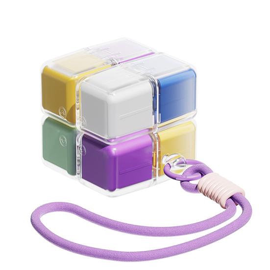 Cube Pill Box with Lanyard Portable 8-Cell Medicine Box Sealed Pill Dispenser Cube 7