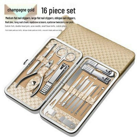 19-Piece Nail Care Set: Cuticle Nippers, Nail Clippers, Art Tools