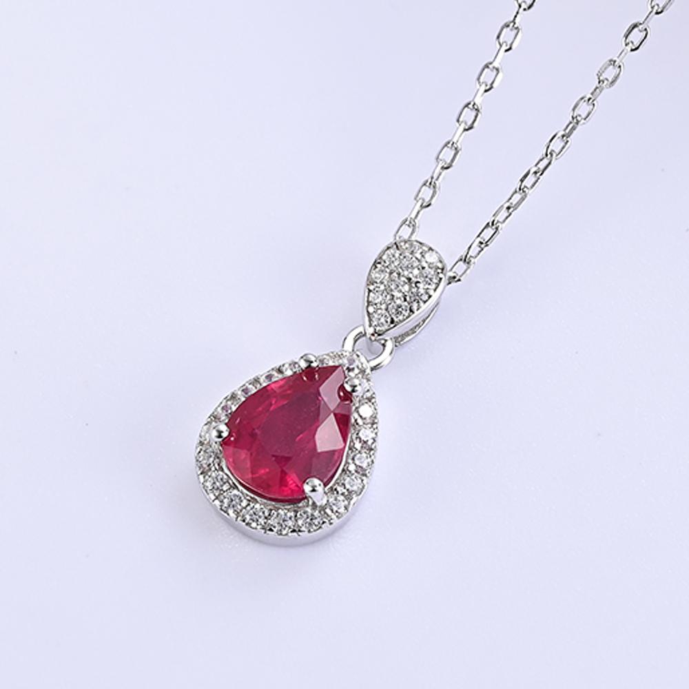 Exquiste Silver Ruby Pendant Necklace Small Elegant Designs S925 Silver Natural Gemstones Fine Jewelry for Women Daily Wear