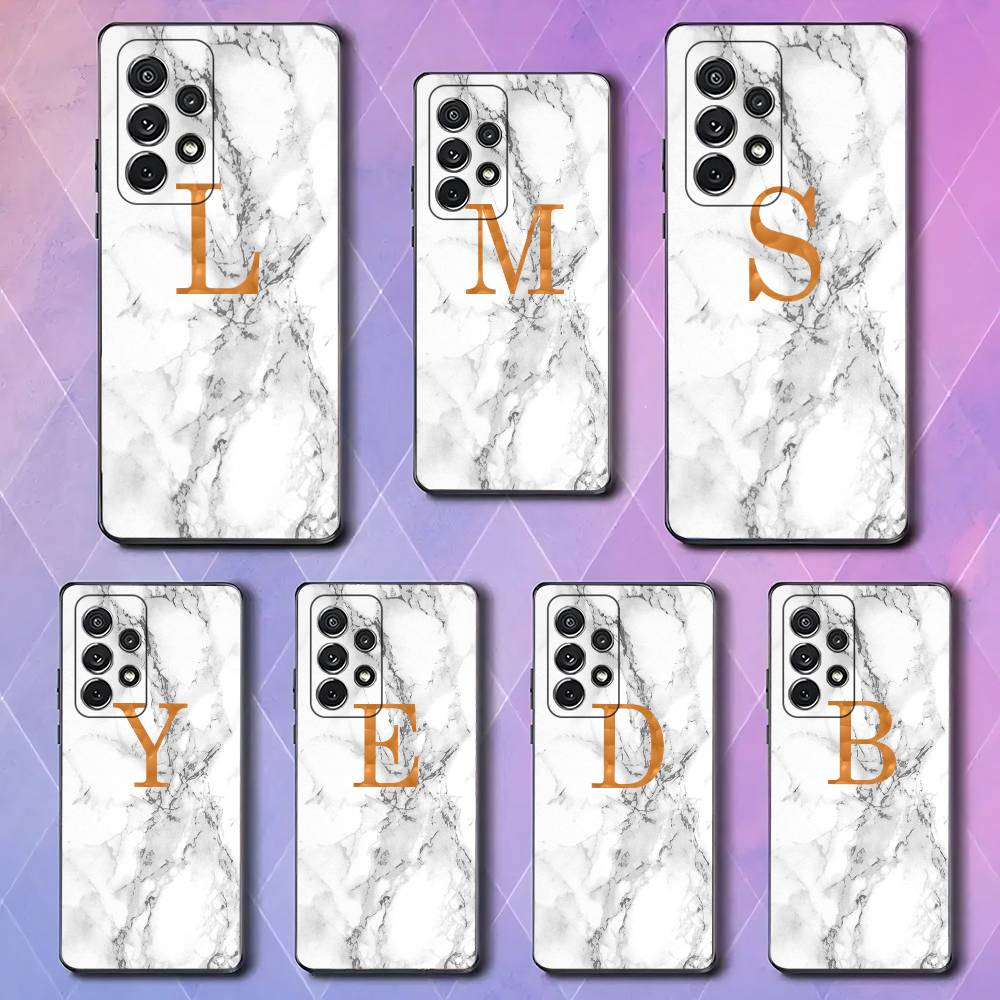 Benutzerdefinierter Name Muschel Marmor Hintergrund Buchstaben Luxuriöse Schwarze Handyhülle Für Samsung Galaxy S23 S24 S25 Ultra S22 Plus S21