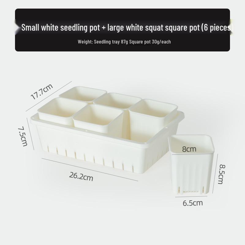 Small Black Square Succulent Seedling Tray - Thickened Plastic Pot Stand & Water Catcher