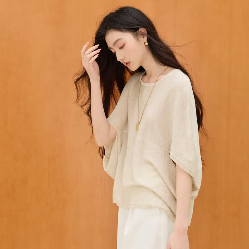 Sancai Linen Blend Batwing Knit Cardigan
