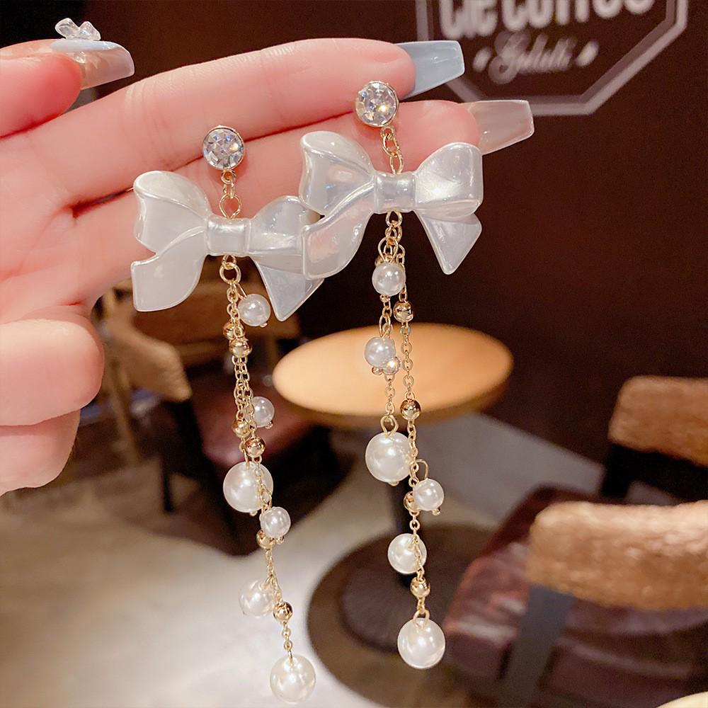 925 Silver Needle Tassel Pearl Earrings: High-End Celebrity Design for Women