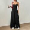Workout Jumpsuits for Women Spaghetti Strap Sleeveless One Piece Overalls Wide Leg Long Pants Rompers Sexy Backless Yoga Outfits