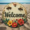 Vintage Tin Plate Paintings Outdoor Decoration Floral Design Farmhouse Style Flat Print Suitable for Farm Enthusiasts