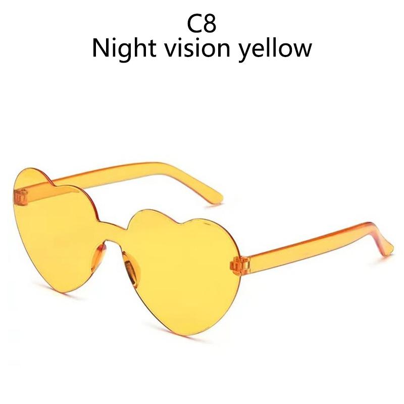 Love Heart Sunglasses Jelly Color Rimless Frame Dazzling Colorful Tint Clear Lens Eyewear Fashion Sun Glasses