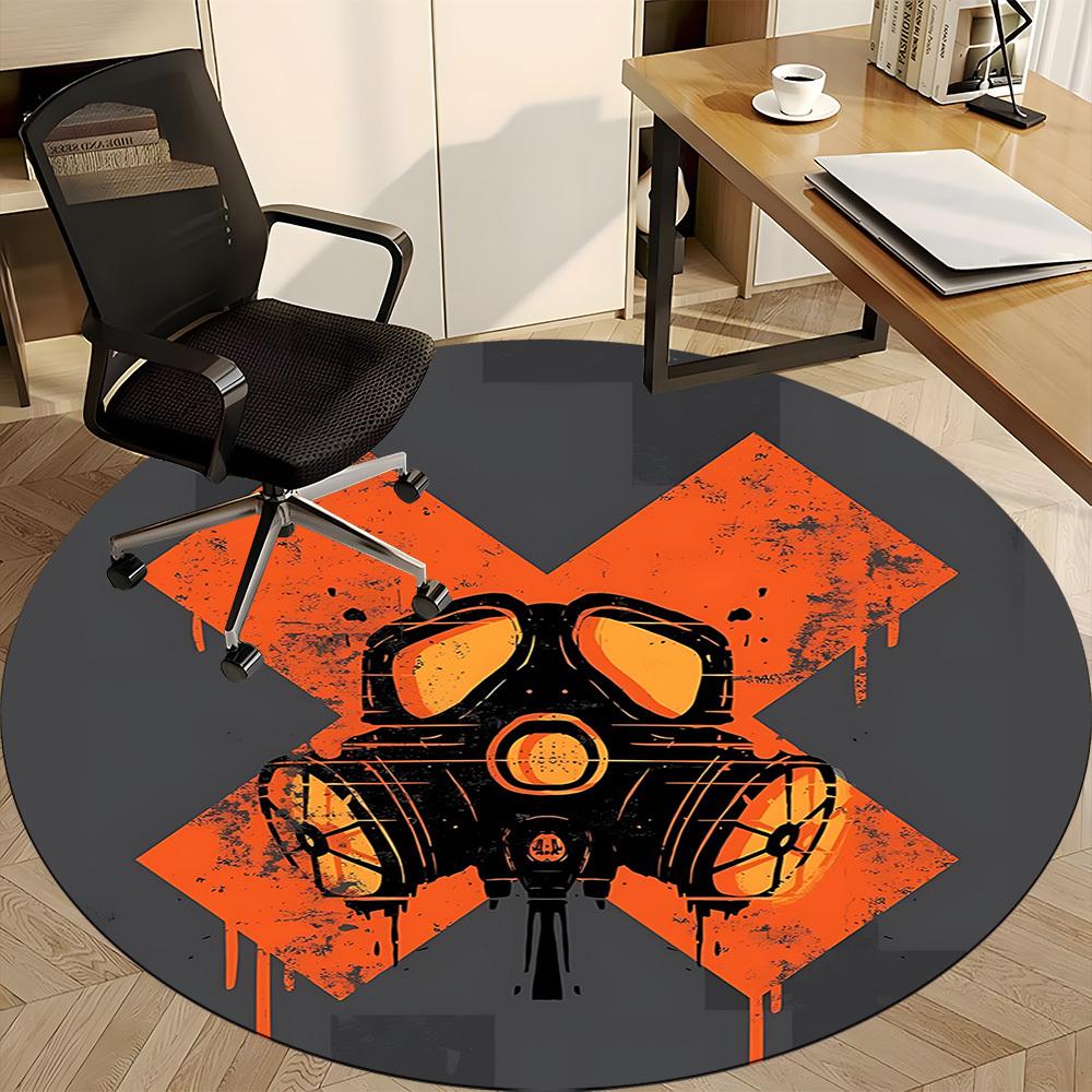 1pc Radiation Mask Office Round Area Rug, Indoor Mat Suitable For Office, Under Office Chairs Bedroom Living Room Home Decor, Room Deco