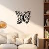 1pc Metal Butterfly Flower Wall Art, Indoor Outdoor Home Decor for Farmhouse Living Room Bedroom Porch Fence Garden Courtyard