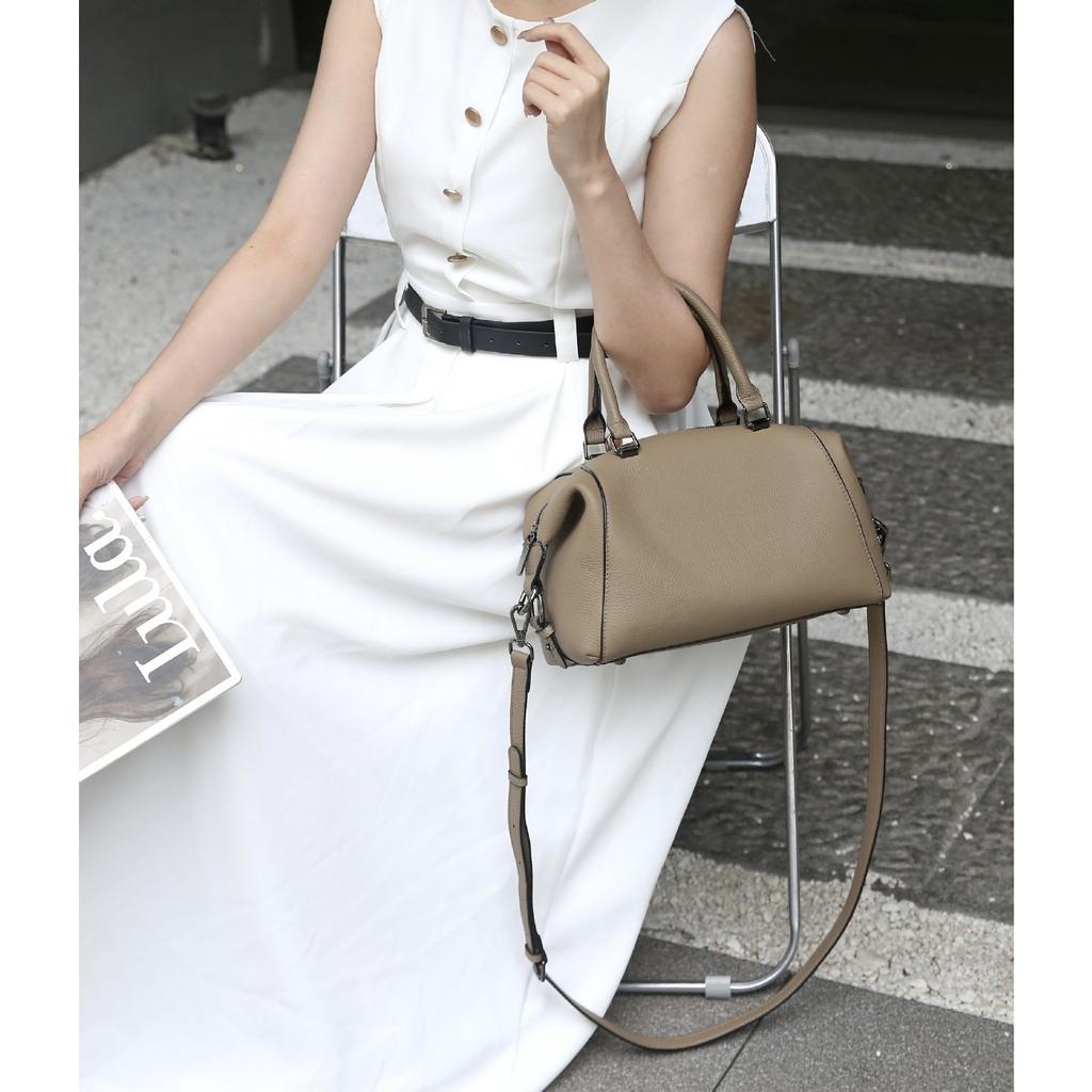 Cowhide Women, One Shoulder Crossbody Simple Portable Fashion Bag Girls Classic Handbag Large Capacity