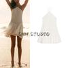 Summer New Women Clothes Holiday Style Straight Lace Laminated Decorative Neck Collar Short Dress 5107314