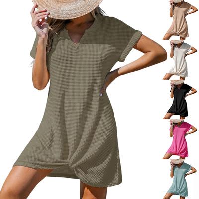 Gonna da Spiaggia Moda Casual Comoda Larga Estiva da Donna, Vestito Top Intrecciato Scollo a V