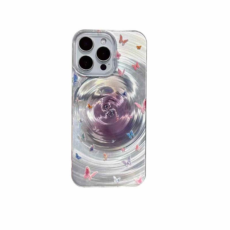 Cute Butterfly Floral Laser Swirl Pattern Phone Case For iPhone 16 15 14 13 12 11 Pro Max Shockproof Protective Cover Funda