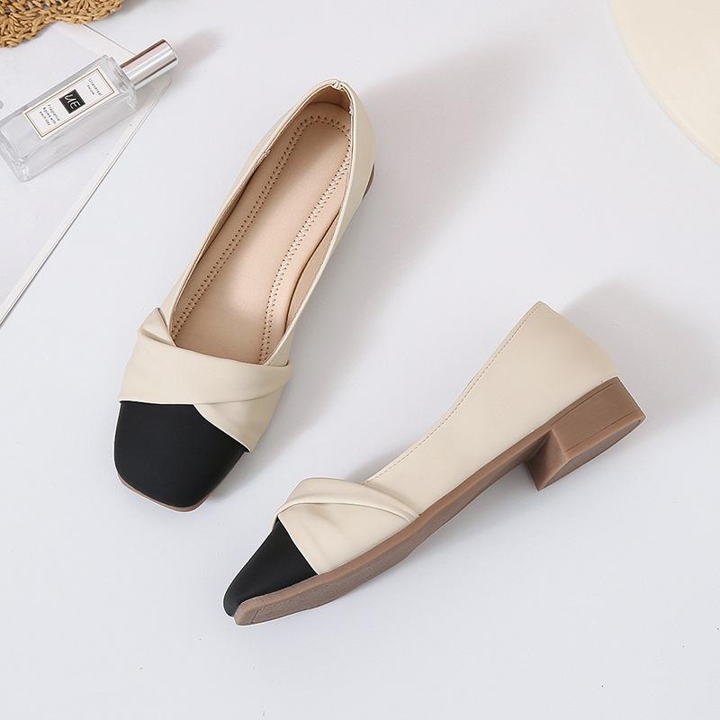Gentle new shallow mouth work leisure women's temperament versatile soft sole thick heel not tired feet single shoes women