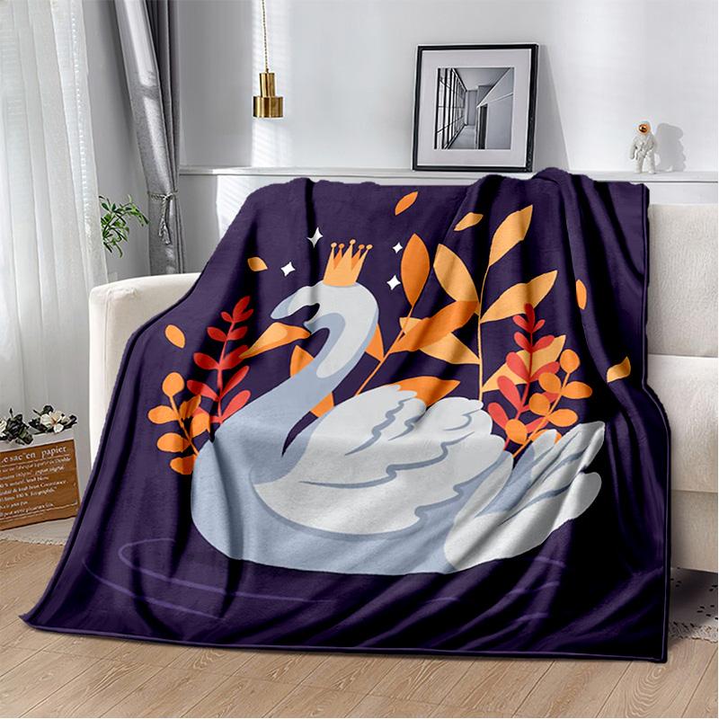 HD Cartoon Cute Swan Cygnus Soft Plush Blanket,Flannel Blanket Throw Blanket for Living Room Bedroom Bed Sofa Kids Cover Gitt 3D