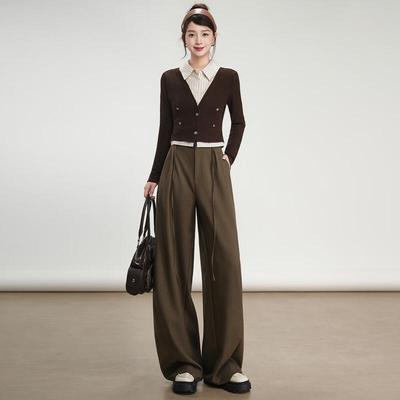 Bailuyu Women's Retro Straight-Leg Commuter Pants