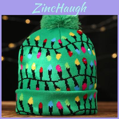 Gorro de Tricô Festivo de Natal com Luzes LED para Adultos e Crianças