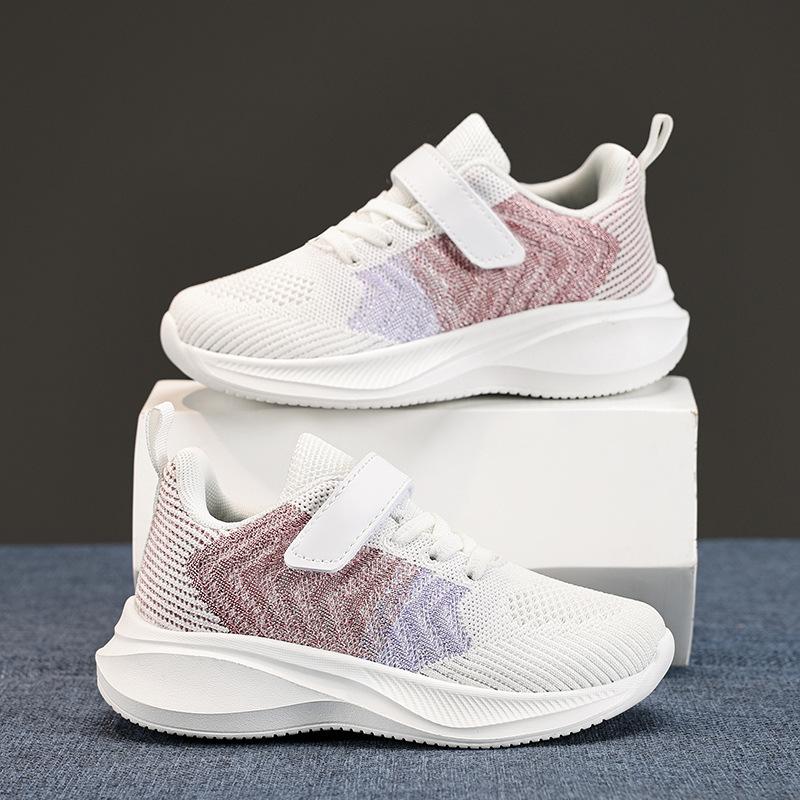 

Спортивная обувь для девочек 2025 весна и осень новая летящая тканая спортивная обувь для детей среднего и старшего возраста легкая и удобная студенческая обувь для бега 38