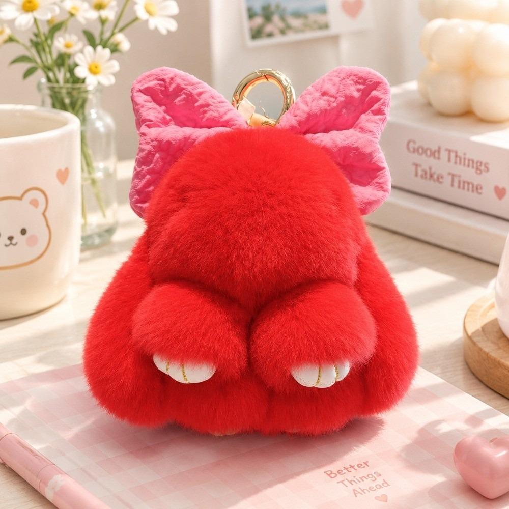 Soft Fluffy Plush Rabbit Key Chain Hanging Ornaments Bag Charms  Bag Decoration