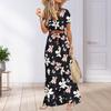 Dámské šaty Květinový potisk Pásek Jaro Léto Bohémské A-line Maxi šaty Plážové oblečení