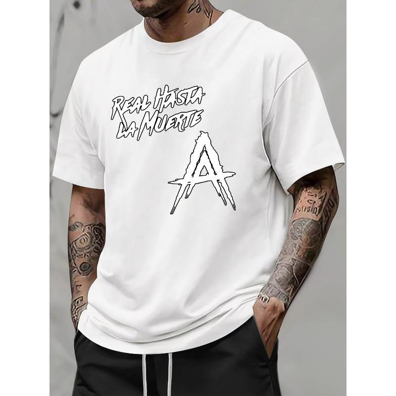 

Мужская повседневная футболка с круглым вырезом, европейский размер, летняя с коротким рукавом и принтом, модный топ regular fit в уличном стиле для мужчин S белый