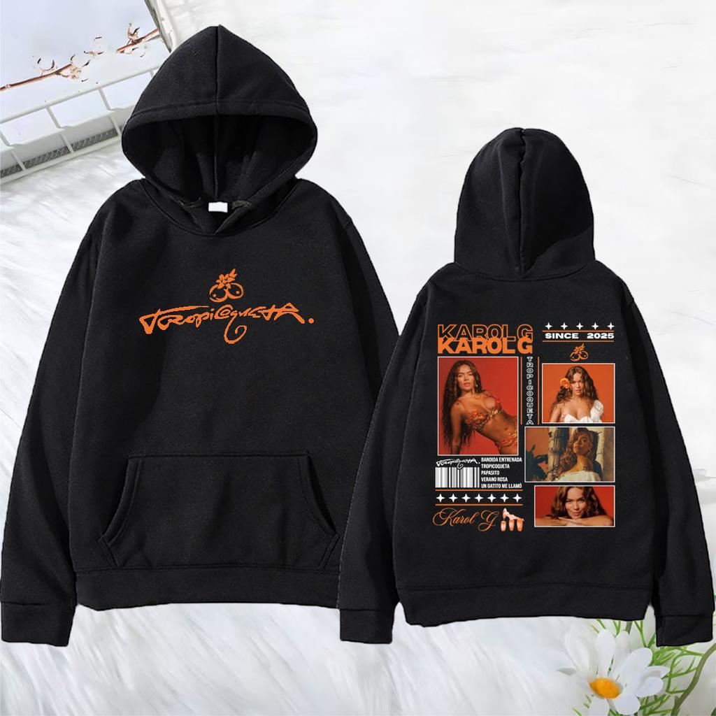 Karol G 2025 New Album Tropicoqueta Double Sided Printed Hoodies Men Women harajuku fashion Sweatshirts vintage Oversized tops