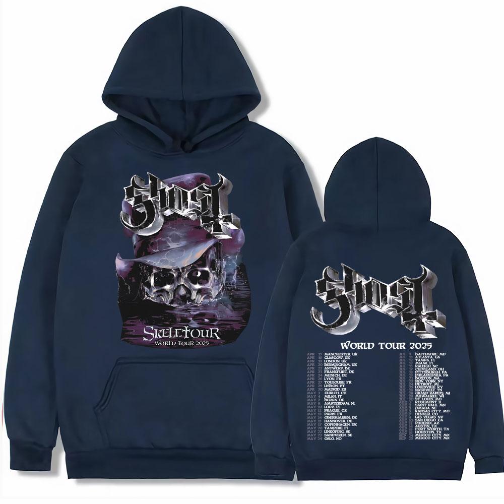 Band Ghost Skeletour World Tour 2025 Print Sweatshirts Men Women Hip Hop Gothic Harajuku Hoodies Oversized Pullovers Streetwear