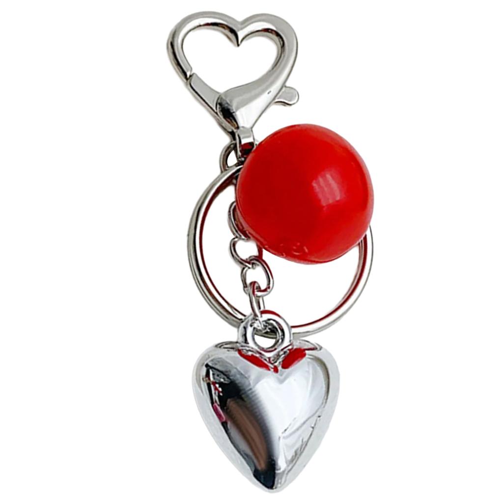 Elegant Strawberry Heart Key Chain Adornment Stylish Keyring Pendant Fashionable Bag Charm Jewelry for Women and Girls