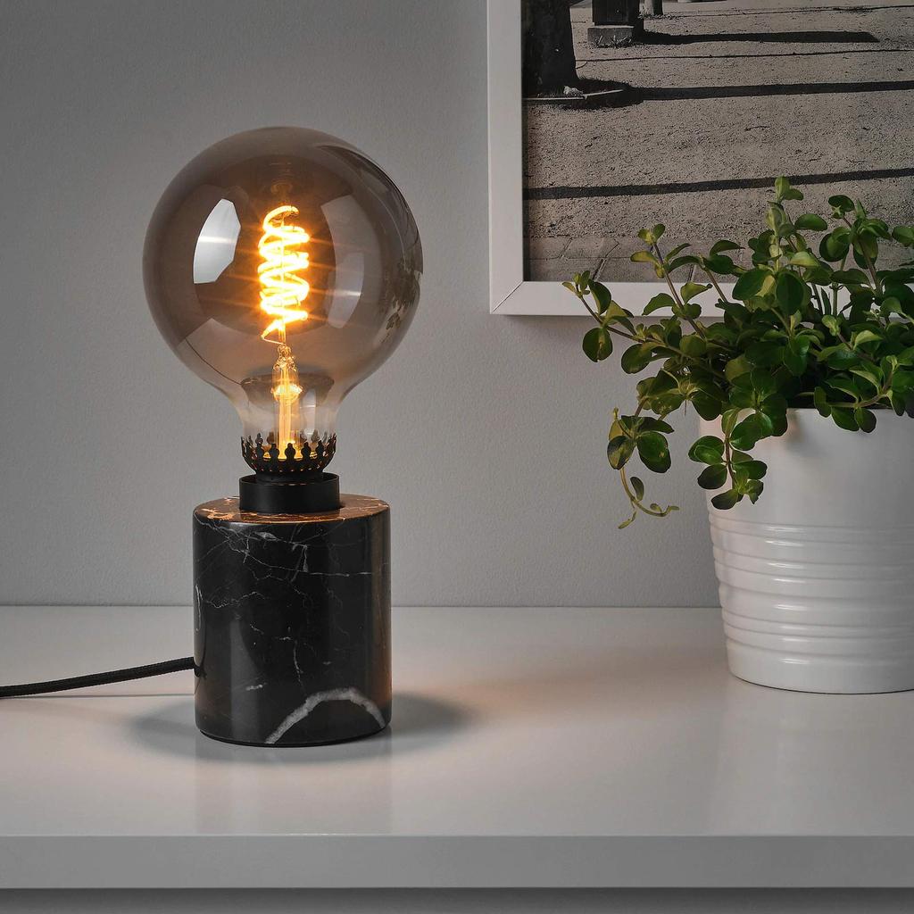 IKEA MARKFROST: 11 Cm Marble/Black Table Lamp Base (304.848.31)