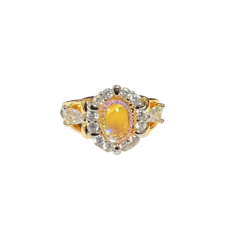 Spirit Snake Wrap Open Ring Exquisite Moonstone Light Luxury High Sense Two-Headed Snake Ring Female