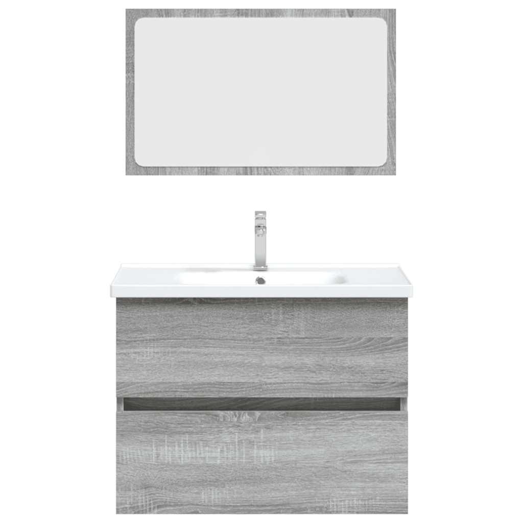 2 Piece Bathroom Furniture Set Grey Sonoma Particleboard
