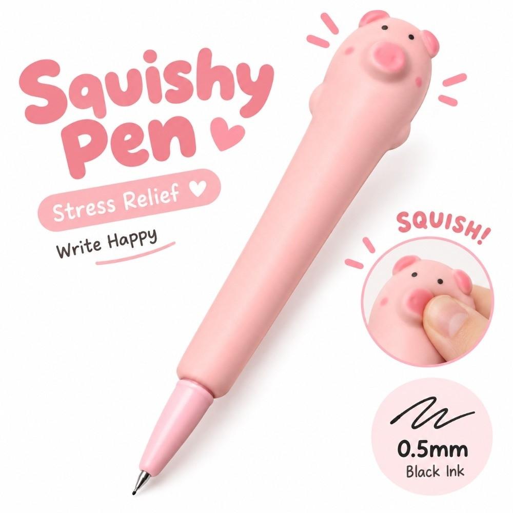 0.5mm Squeeze Pen Pig Shape Student Pen Cute Gel Pen  Office