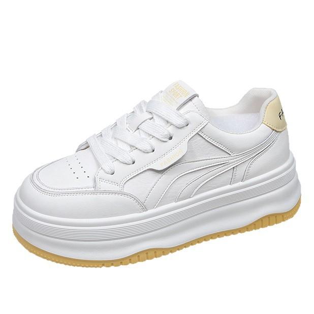 Little white shoes 2025 summer new breathable versatile women's models increase height small leather surface explosion thick baseplate shoes super fir