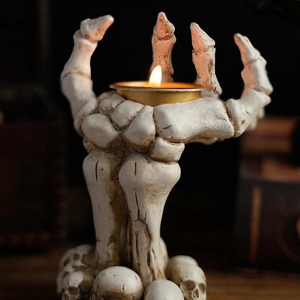 M-Modern-Halloween Candle Holder Skeleton Ghost Hand Candle Holder Resin Ornament Ghost Festival Candle Holder Candle Light