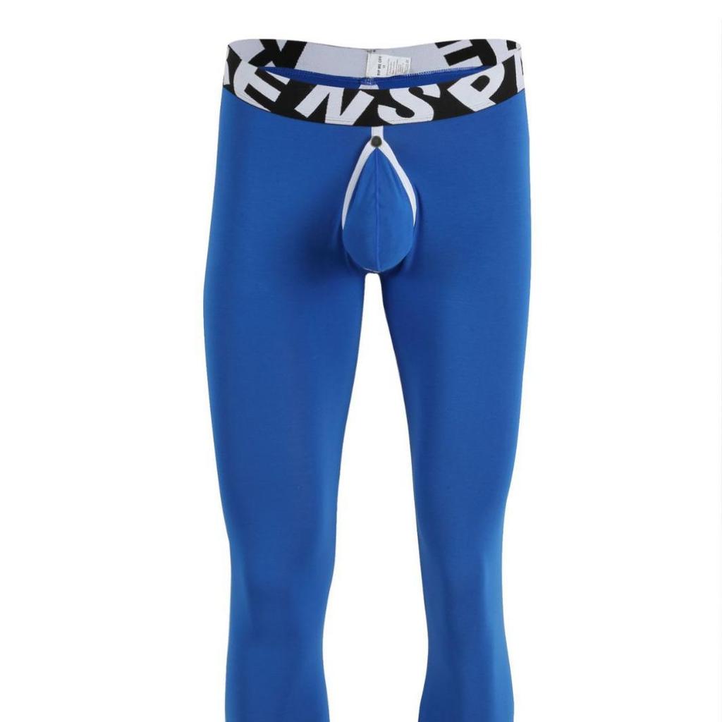 Leggings de bază din bumbac pentru bărbați, transfrontalieri: Deschidere frontală, Elasticitate ridicată, Respirabil, Croială mulată, Design U-convex, Lenjerie lungă.